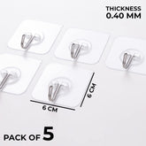 Homestic Pack of 30 Hooks for Wall|Superior Quality ABS|Durable & Rust-Proof|Easy to Install Self Adhesive Hook|Multipurpose Hooks for Bathroom, Kitchen||KR-03|Transparent